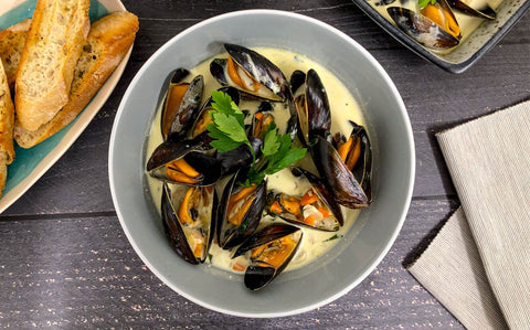 Mussels in Blue Cheese Sauce