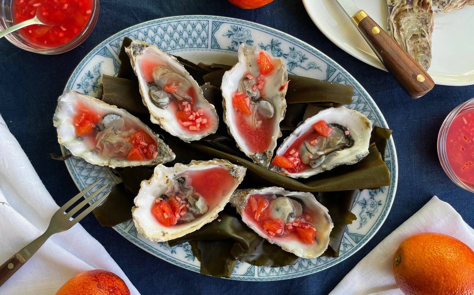 Oysters with Blood Orange & Ginger