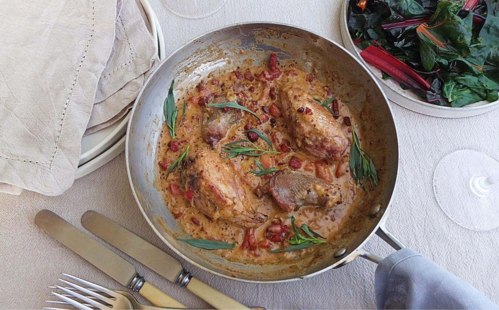 Partridge with Mustard, Bacon & Tarragon
