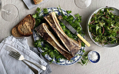 Roast Bone Marrow with Parsley and Sumac Salad