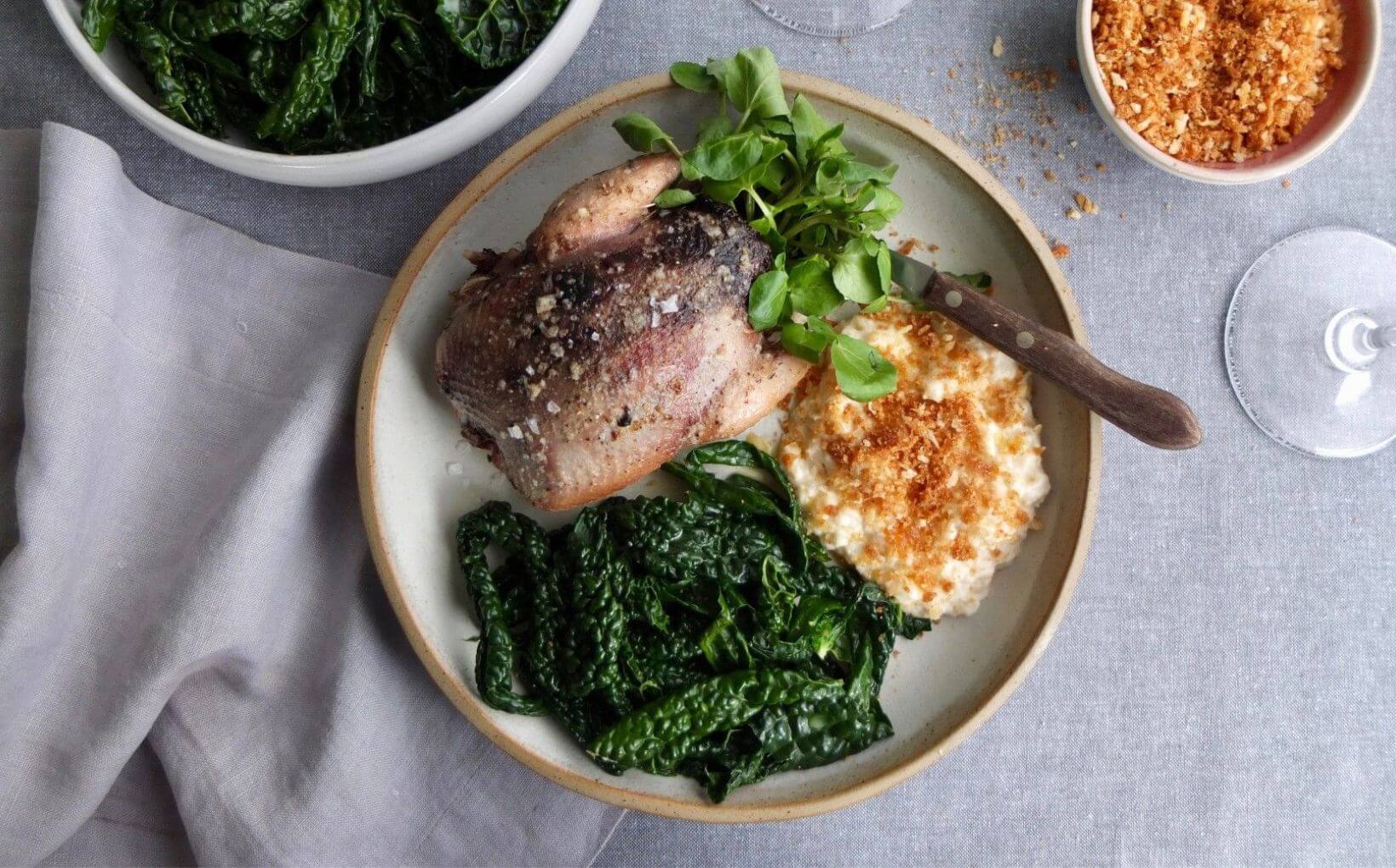 Roast Grouse, Bread Sauce & Game Crumbs