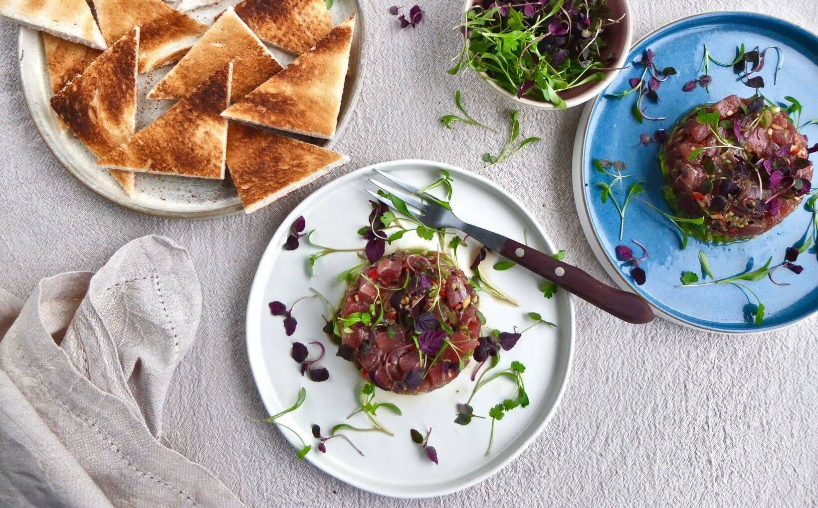 Tuna Tartare with Finger Lime and Micro Herbs