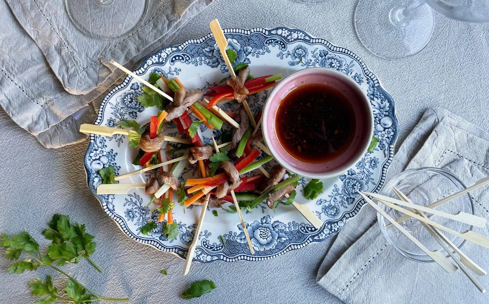Wagyu & Crunchy Vegetable Roll Canapés