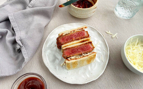 Wagyu Katsu Sando with crispy panko and tonkatsu sauce