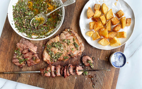 Iberico Pork Tasting Set with Chimichurri and Saute Potatoes