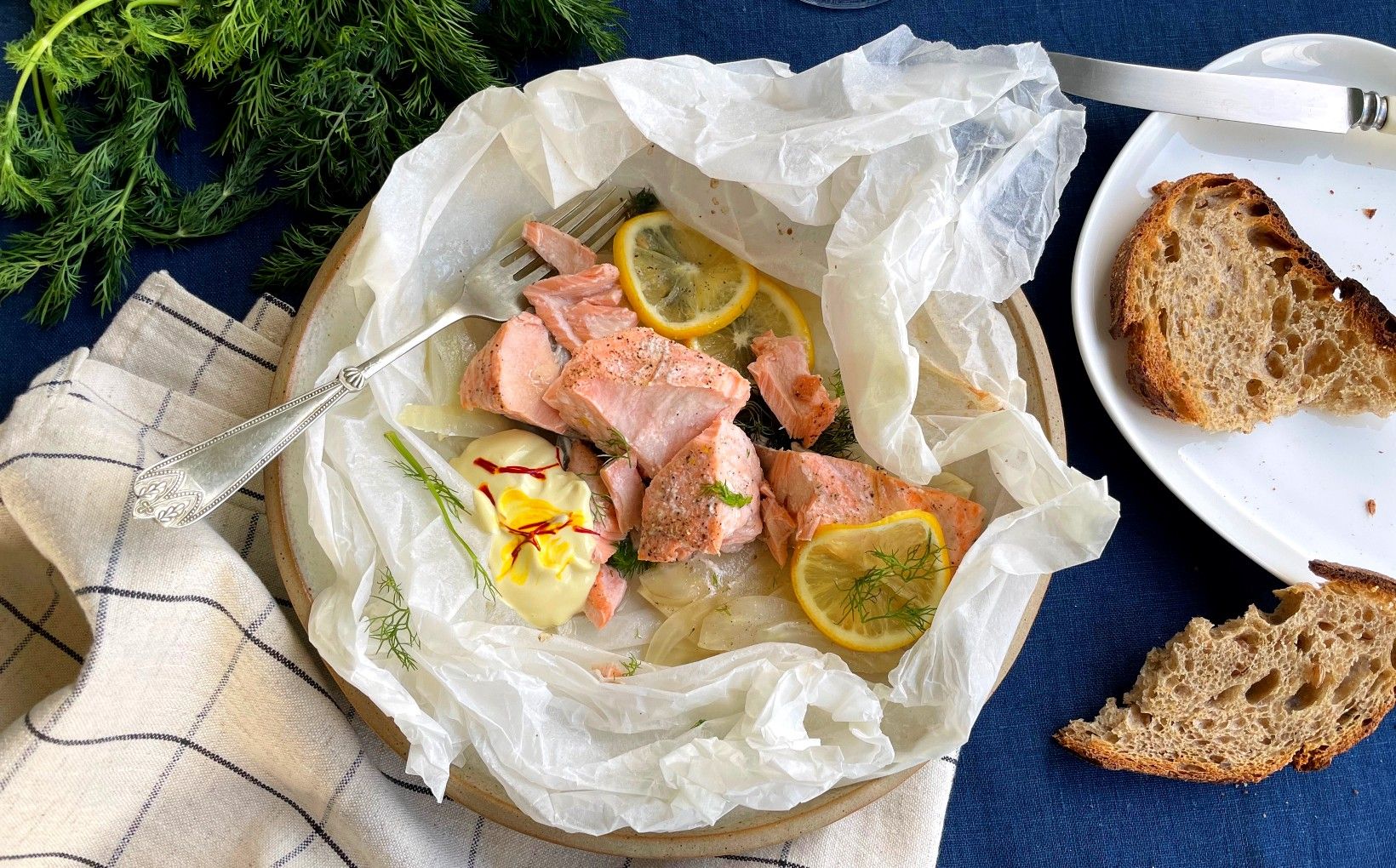 Salmon and Fennel en Papillote with Saffron Aioli