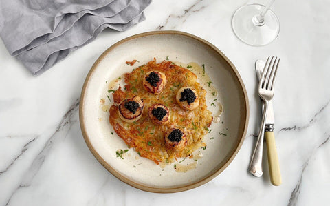 Scallops with Oscietra Caviar and Potato Rosti