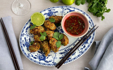 Thai-style prawn cakes served with sweet chilli dipping sauce