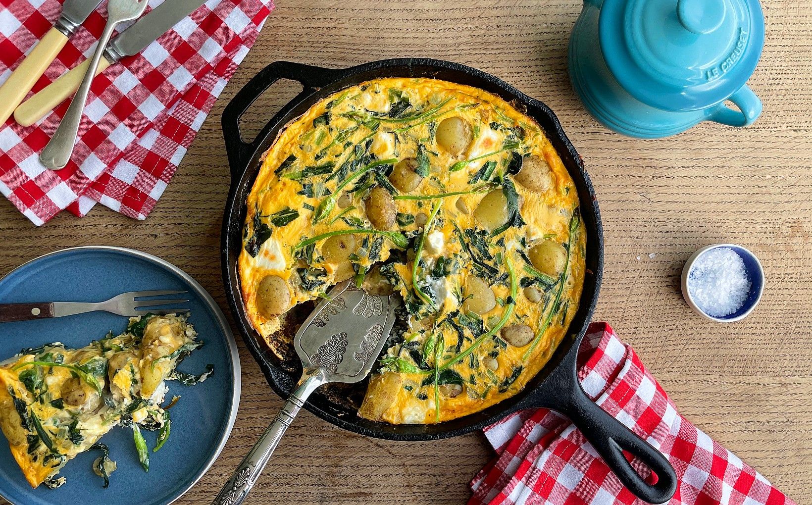Wild Garlic, Potato & Feta Frittata