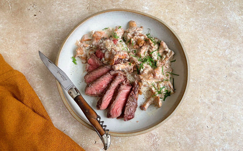 Wagyu Ribeye with Creamy Girolle Sauce