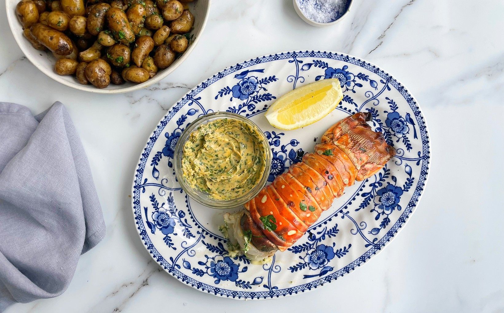 BBQ Rock Lobster Tails with Garlic and Herb Butter