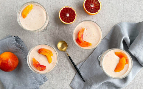 Blood orange panna cotta with fresh blood orange