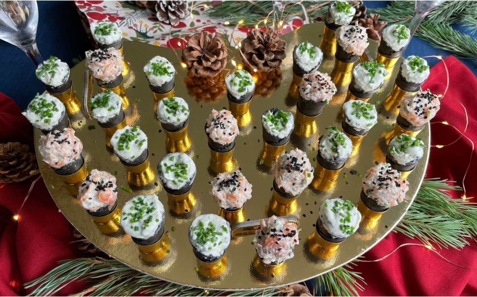 Charcoal Canapé Cones with Two Fillings