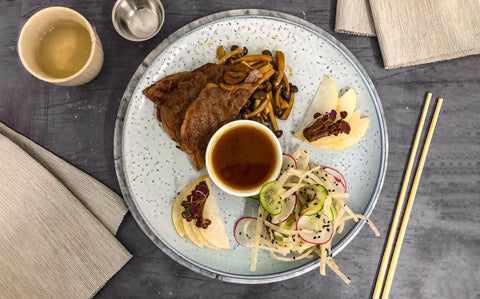 Japanese Wagyu Ribeye with Mushroom Salad