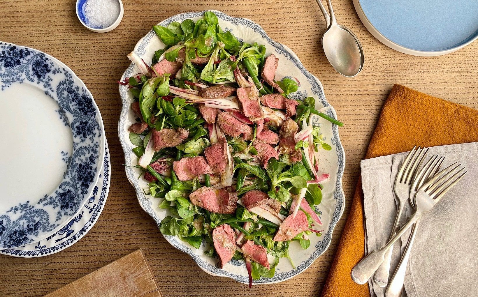 Lamb Cannon & Mache Lettuce Salad with Anchovy Dressing