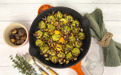 Hasselback sprouts with pancetta and citrus