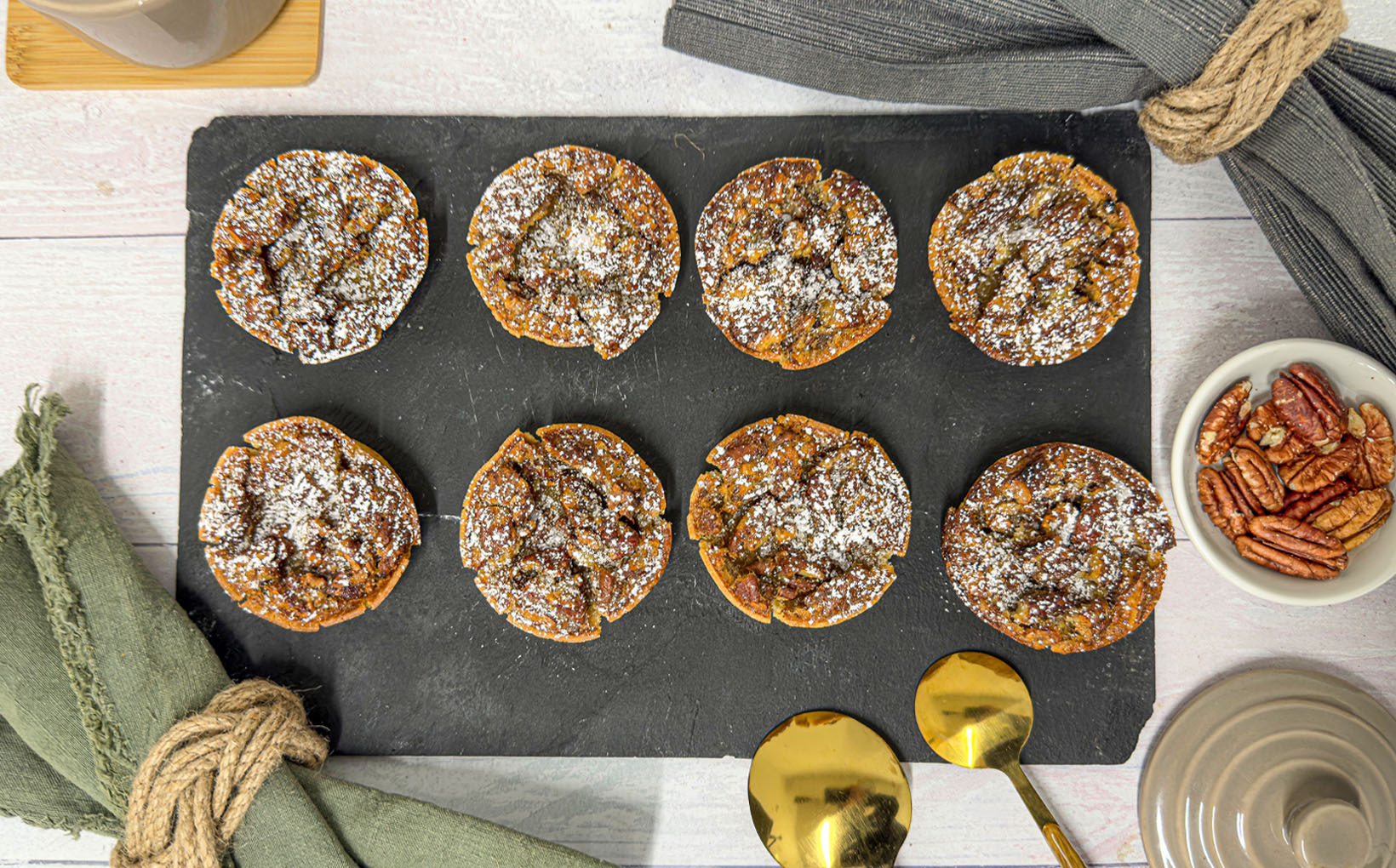 Rum & Pecan Custard Tartlets