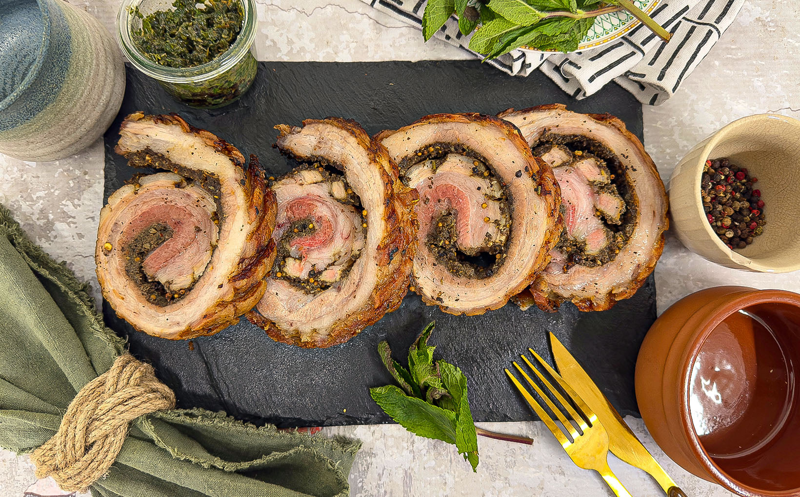 Ibérico Pork Belly Porchetta with Morels