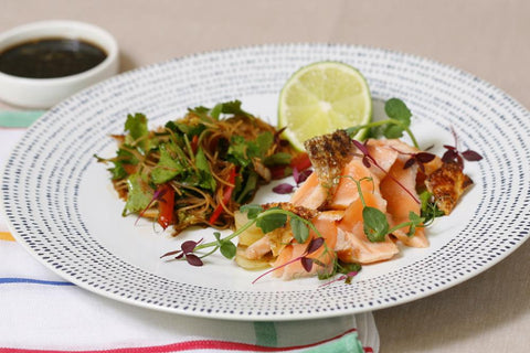 Warm Flaked Salmon with Asian Stir-Fry Noodles 2015-02-10 20:29:00 +0000