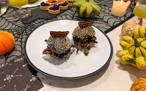 Sticky Oyster Mushroom Slider Burgers with Crispy Shallots