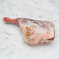PGI Cornish Lamb Leg on white marble
