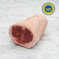PGI Cornish Lamb Saddle Rolled on white marble