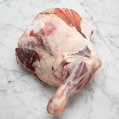 PGI Cornish Lamb Shoulder on white marble