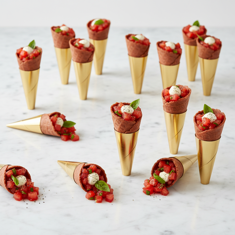 Savoury Fillable Tomato Mini Canape Cones, x 45 fine food specialist