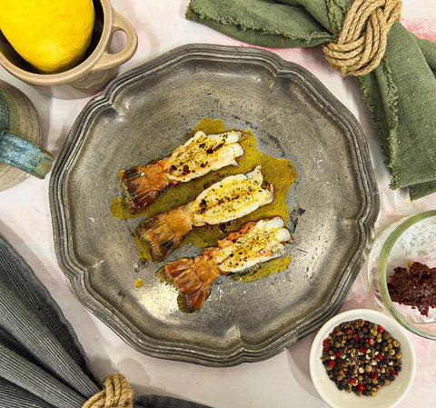 Torched Langoustine Tails with Harissa Butter