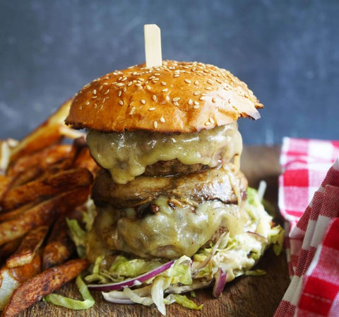 Wagyu Mushroom Burgers with Caramelised Onions