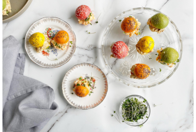 mini colourful burger sliders for catering