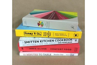 a stack of cookbooks