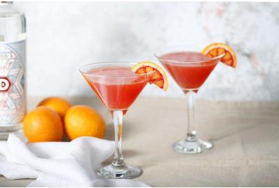Blood Orange Martini in a cocktail glass