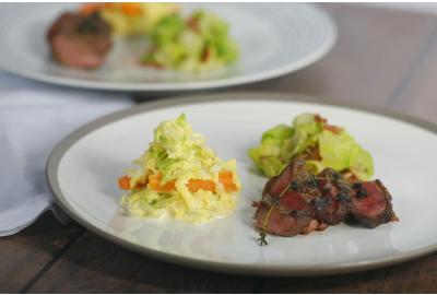 Wood Pigeon Breast with Savoy Cabbage and Brussels Sprouts