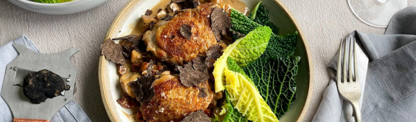 Chicken with Perigord Truffle and a Creamy Mushroom Sauce