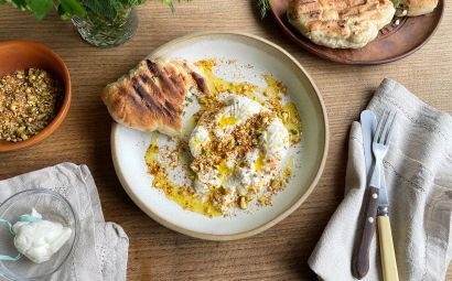 Burrata Maldera with Pistachio Dukkah 