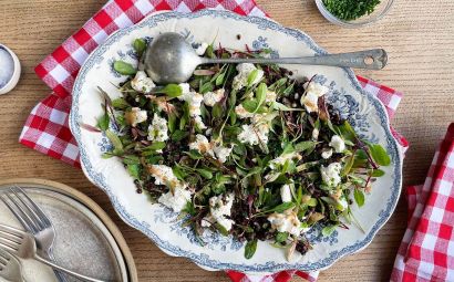 Baby Chard, Puy Lentil and Goats’ Cheese Salad 