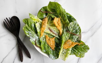 Chicken Skin Caesar Salad