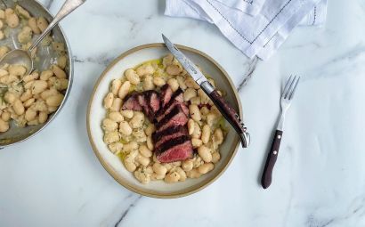  Wagyu Chuck Denver Steak with Creamy Rosemary Butter Beans 