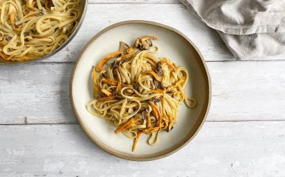 Creamy Linguine with Yellow Leg Chanterelles 