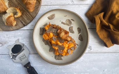 Fried Croissants, Scrambled Eggs and Autumn Black Truffle 