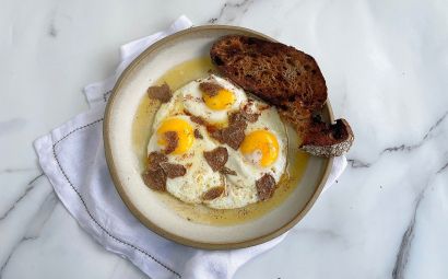 Fried Eggs with Brown Butter and Alba White Truffle 