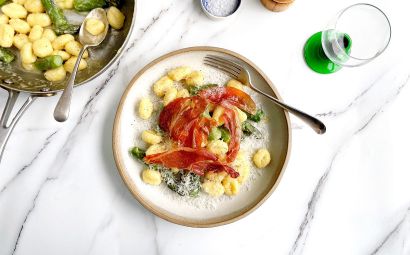 Gnocchi with Asparagus and Crispy Parma Ham 