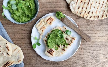 Pea Shoot, Mint and Walnut Dip 