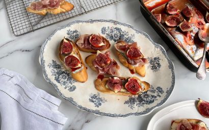 Roasted Fig, Prosciutto and Isle of Wight Blue Bruschetta 