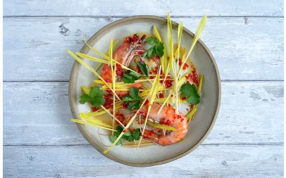 Popcorn Shoot and Tiger Prawn Salad 