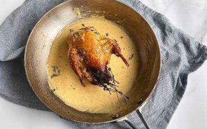 Roast Partridge in a Lightly Curried Cream Sauce