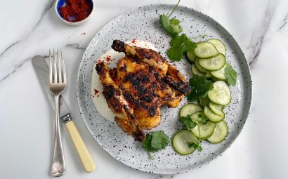 Tandoori Poussin with Quick Pickled Cucumber