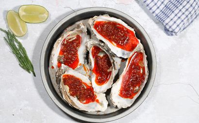 Grilled Oysters with Nduja Butter