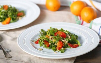 Blood Orange Salad with Farro, Rocket and Blood Orange Vinaigrette